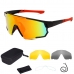 Óculos De Ciclismo Mtb Estrada Esporte 3 Lentes Preto/Espelhada Vermelho 