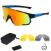 Óculos De Ciclismo Mtb Estrada Esporte 3 Lentes Azul/Espelhada Vermelho 