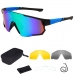 Óculos De Ciclismo Mtb Estrada Esporte 3 Lentes Azul/Espelhada Azul