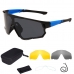 Óculos De Ciclismo Mtb Estrada Esporte 3 Lentes Azul/Lente Preta