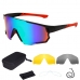 Óculos De Ciclismo Mtb Estrada Esporte 3 Lentes Vermelho/Azul Espelhado