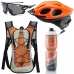  Capacete Ciclismo Flash Óculos Garrafa Mochila Hidratação Laranja