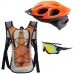 Capacete Ciclismo Flash Óculos Bike Mochila Hidratação Laranja