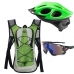 Capacete Ciclismo Flash Óculos Bike Mochila Hidratação Verde