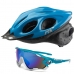 Capacete Ciclismo Flash Ptk Óculos Bike Mtb Speed Azul