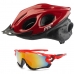 Capacete Ciclismo Flash Ptk Óculos Bike Mtb Speed Vermelho