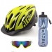 Kit Atrio Capacete Led Ciclismo Óculos Garrafa Térmica Bike Amarelo Limão