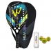 Raquete Beach Tennis 100% Carbono 3k com bolas Sunwave Amarela 