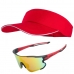 Kit Viseira Beach Tennis Praia Esportes Óculos Uv400 Vermelho