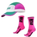 Kit Boné + Meia Para Corrida Hupi Running Run Caminhada Verde/Rosa