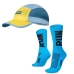 Kit Boné + Meia Para Corrida Hupi Running Run Caminhada Azul/Amarelo