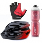 Capacete Ciclismo Garrafa Térmica Luva Mtb Speed Vermelho