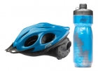 Kit Capacete Ciclismo Garrafa Caramanhola Térmica Azul