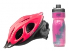 Kit Capacete Ciclismo Ptk Garrafa Caramanhola Térmica Rosa