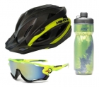 Kit Capacete Ciclismo Garrafa Squezze Óculos Highone Amarelo