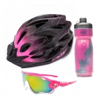 Kit Capacete Tsw Ciclismo Garrafa Squezze Óculos Bike Rosa