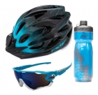 Kit Capacete Tsw Ciclismo Garrafa Squezze Óculos Bike Azul