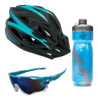 Kit Capacete Ciclismo Elleven Garrafa Térmica Óculos Azul