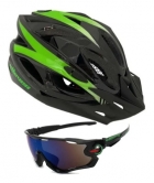 Kit Capacete Ciclismo Elleven Com Pisca Óculos Uv400 Verde