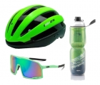 Kit Capacete Ciclismo High One Garrafa Térmica Óculos Verde