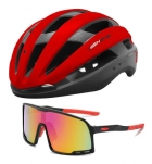 Kit Capacete Ciclismo High One Wind Óculos Uv400 Vermelho