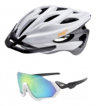 Capacete Ciclismo Ptk Bike Óculos Uv400 Mtb Speed Branco