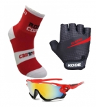 Luva Ciclismo Kode Classic Óculos Meia Mtb Speed Vermelho