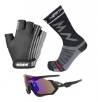 Luva Ciclismo Kode Rider Óculos Meia Mtb Speed Bike Cinza 