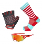 Luva Ciclismo Kode Experience Meia Óculos Speed Mtb Vermelho