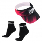 Kit Viseira E Meia Corrida Hupi Running Tuna Rosa/preto 