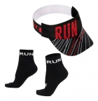 Kit Viseira E Meia Corrida Hupi Running Run Lines Preto 