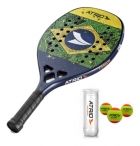 Raquete Beach Tennis Carbon Acabamento Em 3d Com 3 Bolas