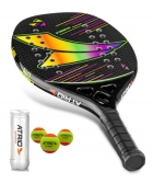 Raquete Beach Tennis Carbon Elite Atrio 3 Bolas Raqueteira 