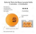 Bolinha Ping Pong Vollo Tênis De Mesa 3 Estrelas Laranja 6un