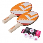 2x Raquetes Ping Pong Vollo Impact + 3 Bolas Butterfly 40+