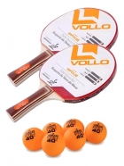 2 Raquetes De Ping Pong Vollo Impulse +6 Bolas 1 Estrela +40