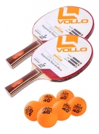 2x Raquetes Ping Pong Vollo Impulse + 6 Bolas 2 Estrelas +40