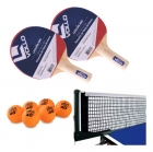 2x Raquetes Ping Pong Leisure 6 Bolas 1 Star + Rede Alicate