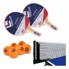 2x Raquetes Ping Pong Leisure 6 Bolas 2 Star + Rede Alicate