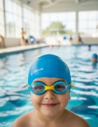 Kit De Natação Infantil Vollo Touca Silicone + Óculos