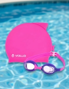 Kit De Natação Infantil Vollo Touca Silicone + Óculos