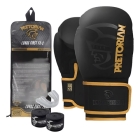 Kit Boxe E Muaythai Bandagem + Luva + Protetor Pretorian Fx2