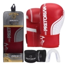 Kit Boxe E Muaythai Bandagem +protetor+ Bolsa Pretorian Fx1