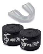 Kit Boxe E Muaythai Bandagem +protetor+ Bolsa Pretorian Fx1