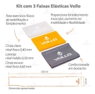 Kit Faixas Elásticas Exercícios Fisio Vollo 3 Intensidades Laranja/cinza/cinza Escuro