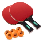 2x Raquetes De T&ecirc;nis De Mesa Impulse Ii Vollo + 6 Bolas Preto/vermelho Fl (c&ocirc;ncavo)