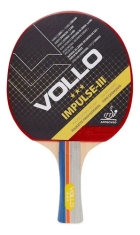 2x Raquetes De T&ecirc;nis De Mesa Impulse 3 Vollo Aprovada Ittf Preto/vermelho Fl (c&ocirc;ncavo)
