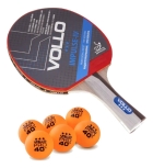 Raquetes De T&ecirc;nis De Mesa Impulse Iv Ittf Vollo + 6 Bolas Preto/vermelho Fl (c&ocirc;ncavo)