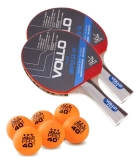 2x Raquetes De T&ecirc;nis De Mesa Impulse Iv Vollo + 6 Bolas Preto/vermelho Fl (c&ocirc;ncavo)