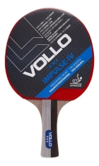 2x Raquetes De T&ecirc;nis De Mesa Impulse Iv Vollo + 6 Bolas Preto/vermelho Fl (c&ocirc;ncavo)